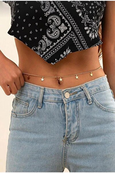 Monalisa Kadın Gümüş Renk Yıldız Detaylı Bel Zinciri