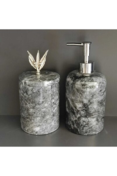 Polen Stone طقم حمام مكون من قطعتين من الرخام الأسود من Uludağ مع إكسسوارات ب...