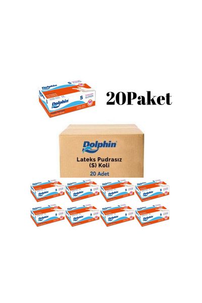 Dolphin قفازات لاتكس خالية من البودرة مقاس S - صغير (20 قطعة × 100 قطعة)
