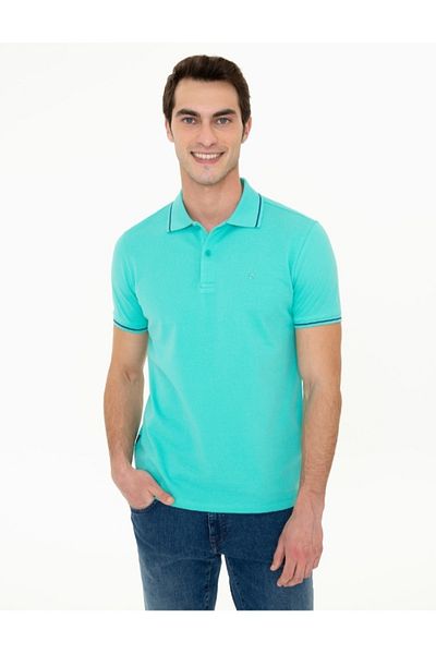 Pierre Cardin Μπλουζάκι Basic με πέτο πόλο Mint Green Slim Fit