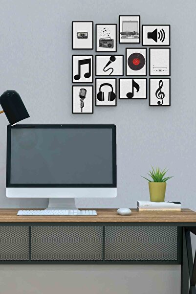 herotasarım Μουσική 12 Τεμάχια MDF (ξύλο) Πίνακας Μέγεθος Γραφείου 30x30 εκ.