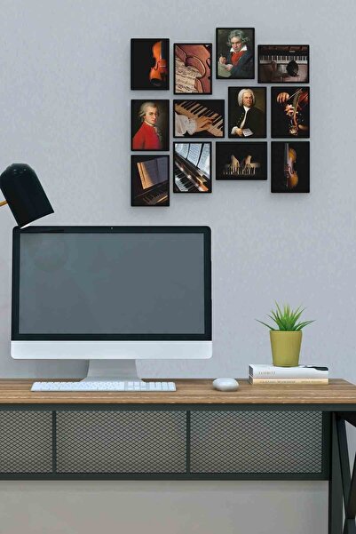herotasarım Muzică clasică 12 piese MDF (lemn) Tablou Dimensiune birou 30x30 cm