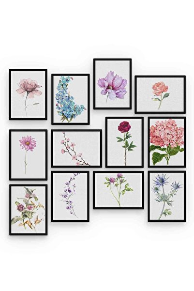herotasarım Tablou MDF (lemn) cu flori, 12 piese, Dimensiune birou 30x30 cm