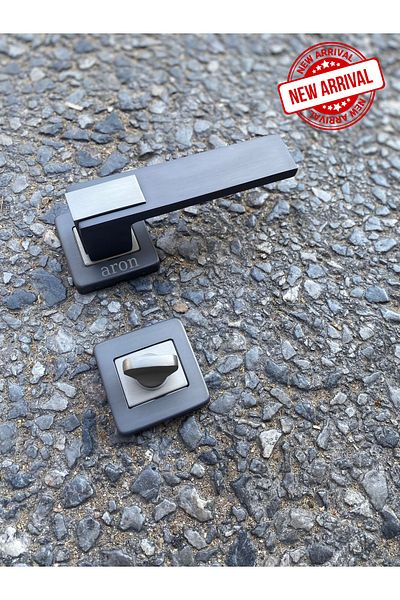 ARON Sofuoğlu Stainless Luxury Asude (MATT ANTHRACITE) Square Rosette (BATH - WC) Door Handle Aluminum / Steel
