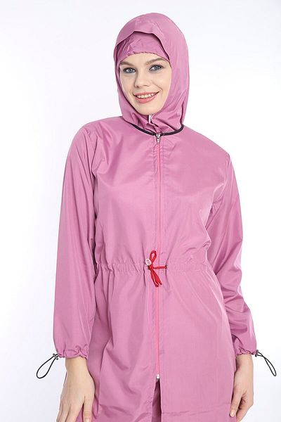 AzraSwimwear Hijab Swimsuit with Tie Detail, Zippered Suit