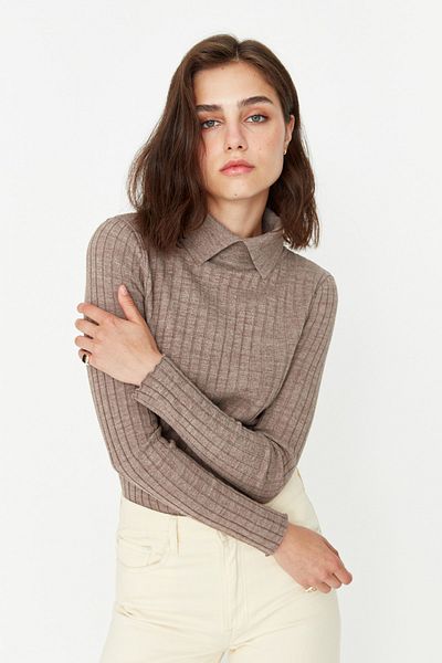 Trendyol Collection Mink Collar Detailed Knitwear Sweater TWOAW23KZ01194