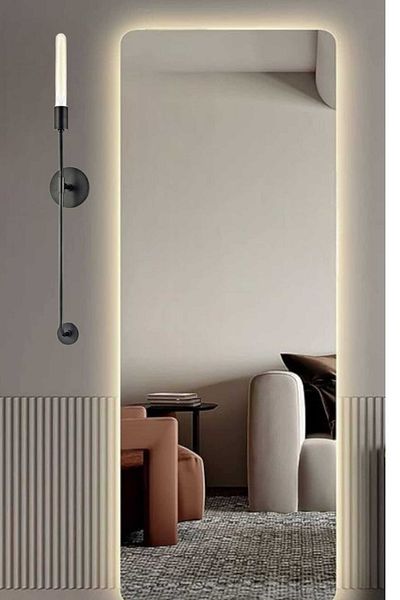 BSA LIGHTING Cane Single Black Long Sconce (Bulb-Free Finished Size 70 Cm) (Bulb Not Included)