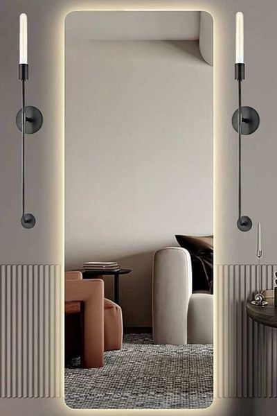BSA LIGHTING (2 Pieces) Cane Black Long Sconce (without bulb Finished Size 70 cm) (bulb not included)