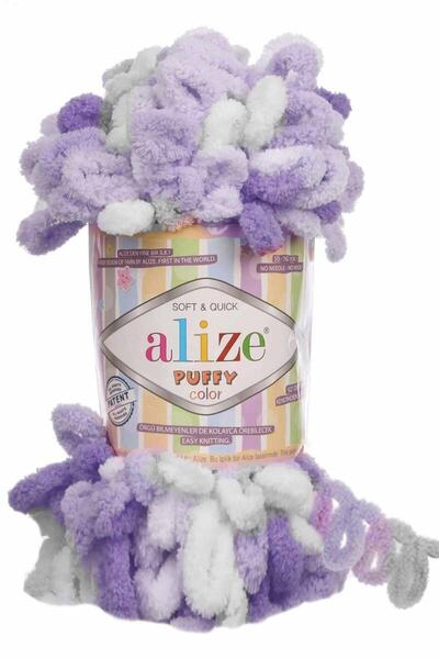 Alize Puffy Color El Örgü Ipi Ipliği Yünü Renk Kodu:6372
