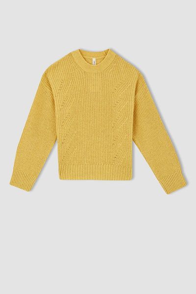 DeFacto Girl's Regular Fit Crew Neck Sweater