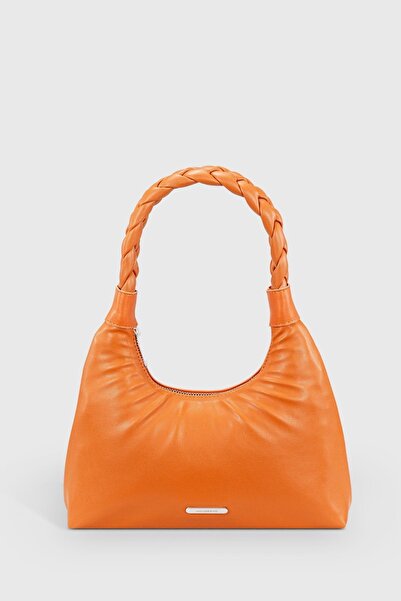 Housebags Kadın Örgü Saplı Turuncu Baguete Çanta 215