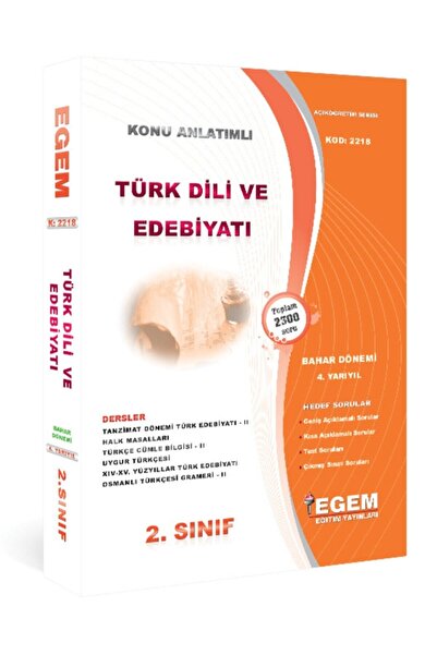 Genel Markalar AÖF 2. Sınıf Türk Dili ve Edebiyatı Bahar Dönemi 4. Yarıyıl Ko...