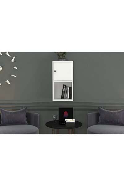 Nettrends Kitaplikli Kapakli Duvar Rafi Beyaz 35 Cm Dvr-1040-ç