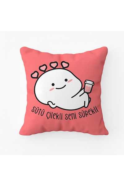 Puffbutik Milk Strawberry Seni Continuous Puff Pillow