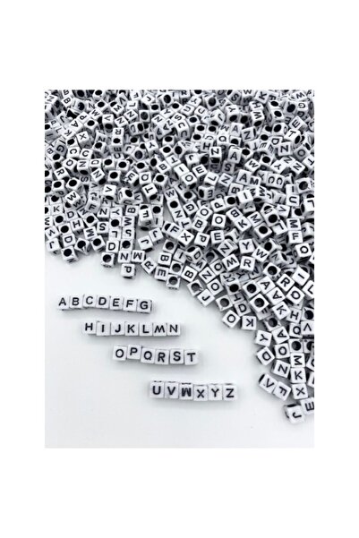 Caglar Accessories Γράμμα 6 mm Χάντρες Λευκό τετράγωνο γράμμα (50 γρ.)