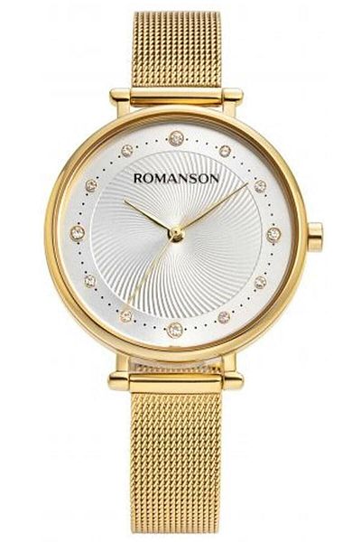 Romanson Tm8A45Llggas1G Steel Mesh Cord Stone Gold Color Women's Wristwatch