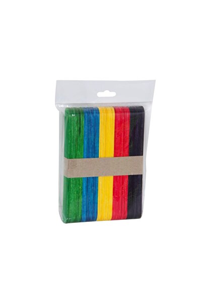 AMBALAJ PAZARI Renkli Ahşap Dil Çubuğu (ABESLANG) - 50 Adet