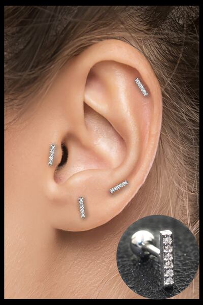 Salyangoz Company Cerrahi Çelik Taşlı Düz Çubuk Figürlü Tragus Helix Kıkırdak...