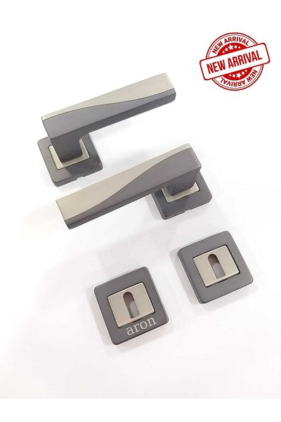 ARON Sofuoğlu Stainless Lüx Derya (MATTE ANTHRACITE - SATIN) Square Rosette (ROOM) Door Handle Aluminum / Steel