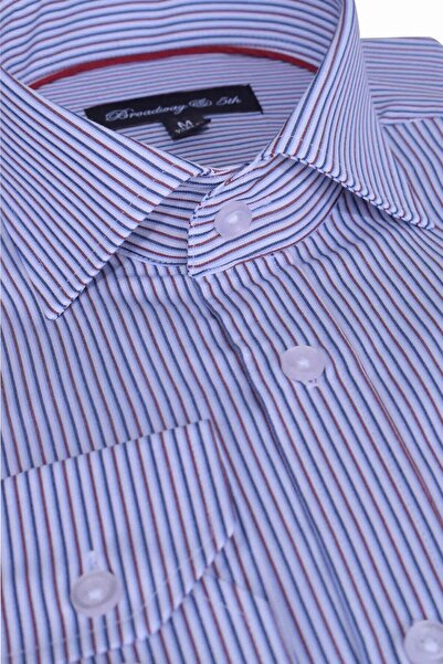 Ottomoda Erkek Çizgili Uzun Kollu Italyan Yaka Gömlek, B5-017