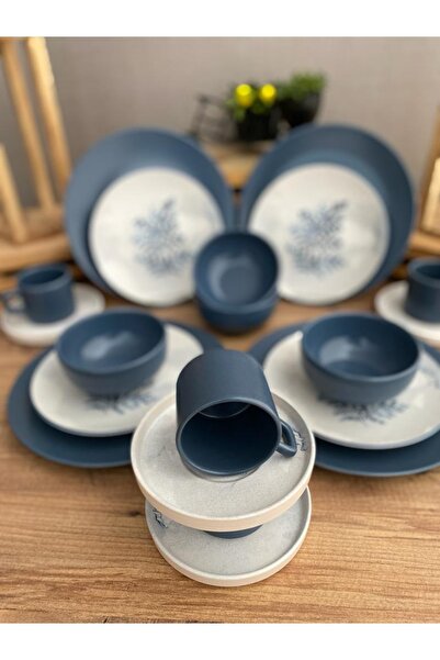 Keramika Blue Magıc Mat Mavi Yemek Kahvaltı Takımı 20 Parça 4 Kişilik
