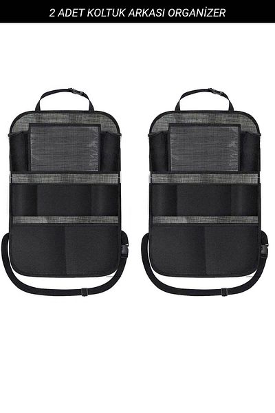 RevuBaby Car Seat Back Organizer Organizer with Seat Back Protector Tablet Pocket 2 Pieces Gray