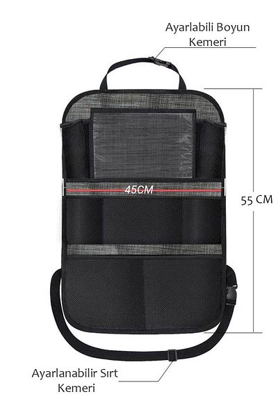 RevuBaby Car Seat Back Organizer Organizer with Seat Back Protector Tablet Pocket 2 Pieces Gray