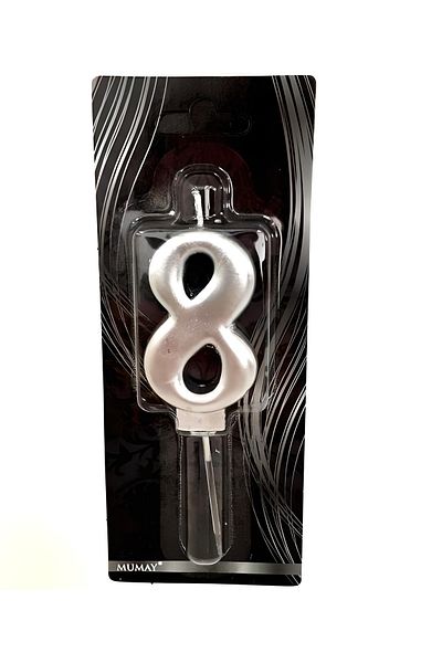 Mini Parti Mini Party Store 8 Year Old Silver Number Candle