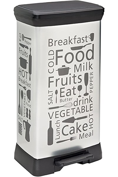 CURVER Decobin - Dikdörtgen Pedallı Kutu, 50l - Frenli - Metal Görünümlü