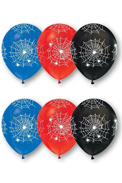 Huzur Party Store Spiderman Web Printed Balloon 10 Pieces 30 Cm Spiderman Detailed Themed Concept Birthday Party Ornament