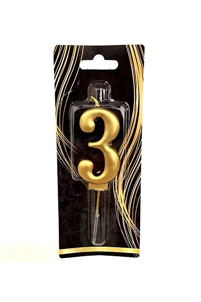 Mini Parti Mini Party Store 3 Years Old Gold Number Candle
