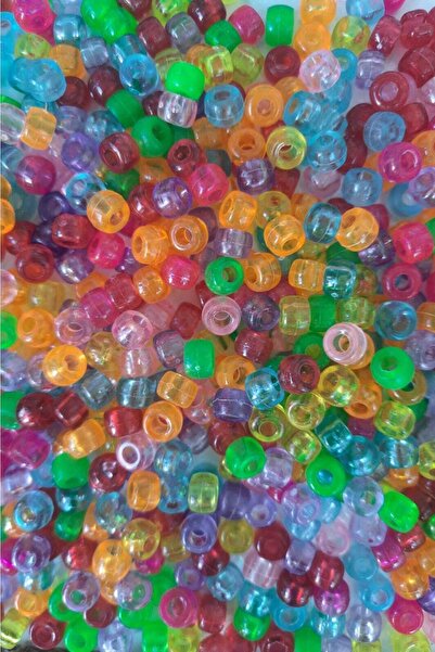 ella'nın çarşısı 50 Adet Geniş Delikli Karışık Renkli Akrilik Boncuk , 7 x 6m...