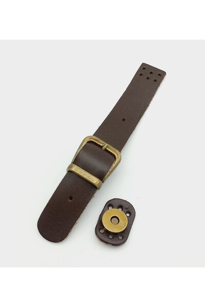 angel çanta aksesuar 18x2,3 Cm Kahverengi Gerçek Deri Tokalı Çanta Kapağı Ant...