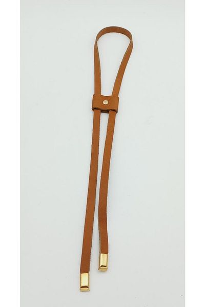 angel çanta aksesuar Taba Real Leather Gathered με ελαφρύ χρυσό μέταλλο