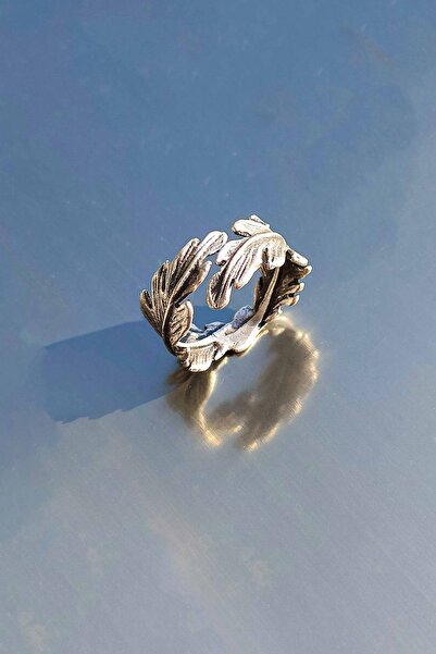 The Collection Kuş Tüyü Model Ayarlanabilir Gümüş Kaplama Yüzük