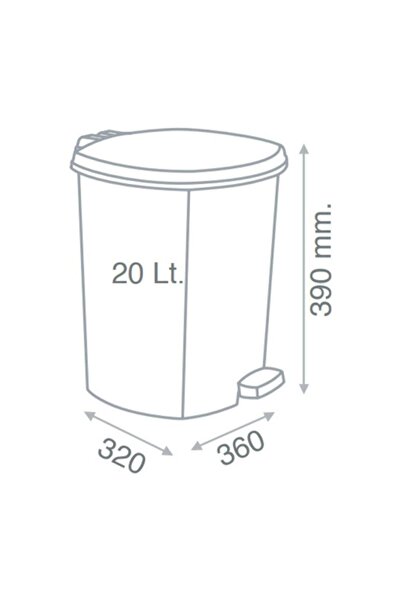 abnturk Hediye +1 Pedal Ile Siyah Mermer Desenli 20 Litre Içi Çıkabilen Büyükboy Pedallı Çöp Kovası Ø33 H:40