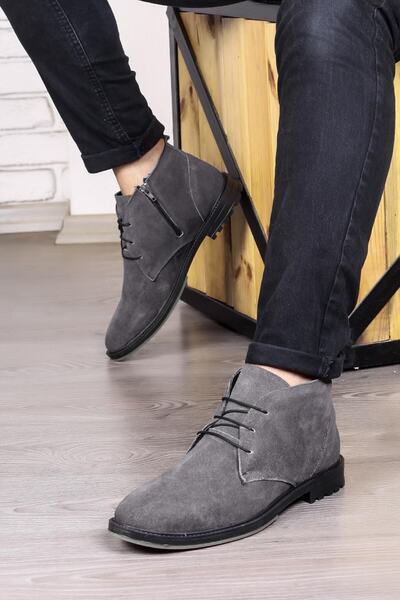 Ducavelli Nottingham Genuine Leather Non-Slip Sole Lace-up Zippered Chelsea Daily Boots