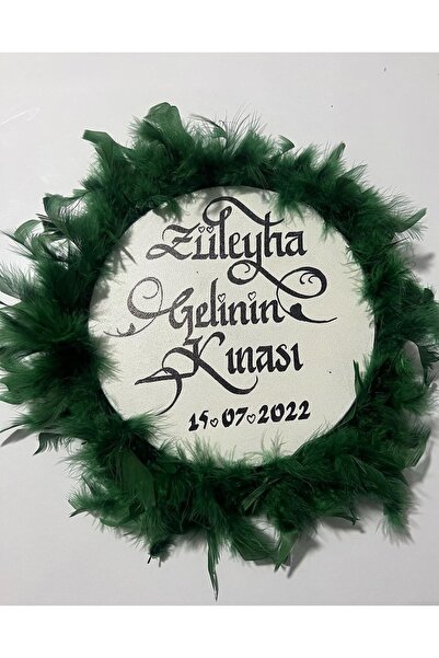 Evsay Isme Özel Deri Tef Kına Tefi Otrişli Süslenmiş Gelin Tefi 30 Cm Vurmalı Çalgı Müzik Aleti Def