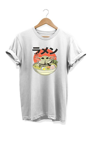 remonz Σειρά Food Star Wars Yoda Ramen T-shirt με στάμπα 100% βαμβάκι σε μεγάλο μέγεθος