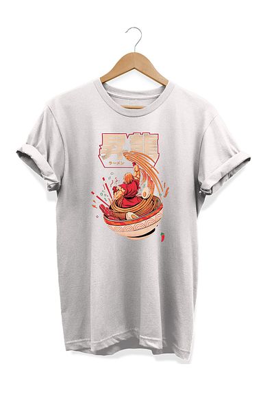 remonz Μπλουζάκι με στάμπα της σειράς Food Ken Ramen από 100% βαμβάκι σε μεγάλο μέγεθος