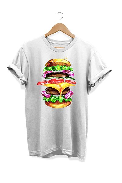 remonz Μπλουζάκι Food Series Hamburger Printed 100% Cotton Plus Size T-shirt