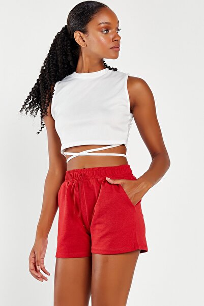 Hopoi Жіночі шорти з червоними шнурками та кишенями 50001