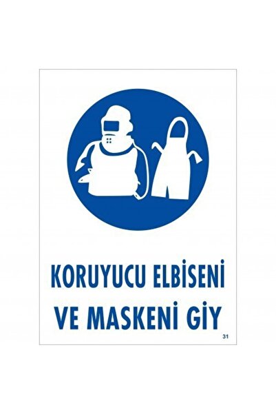 Genel Markalar Kişisel Uyarı Levhaları Koruyucu Elbise Ve Maskeni Giy 25x35 Cm Pvc Levha