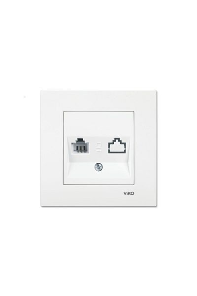 Tamer Elektrik مقبس هاتف Viko Karre باللون الأبيض Numeris Rj11 متضمن الإطار90967013