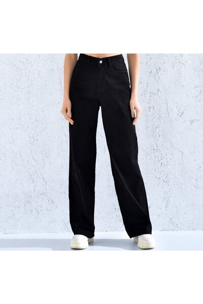 LİMABEL Black Loose Jeans Extra High Waist Trousers