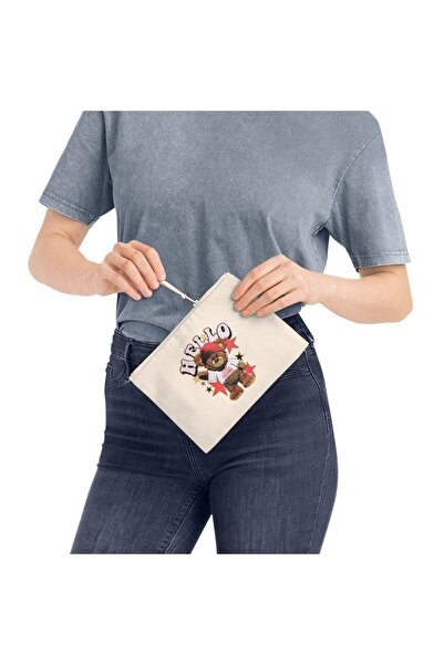 LADİJİTAL BASKI ÇÖZÜMLERİ Льняна сумка з особливим принтом та косметичка