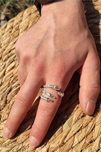 THE Gifts Antik Gümüş Kaplama Iskelet Pençe Ayarlanabilir Yüzük