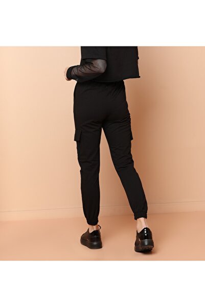 ciwi&life Kargo Cepli Paça Lastikli Siyah Unisex Slimfit Eşofman Altı