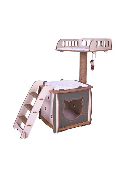 Patihomes بيت القطط مع سرير مقاس XL - خدش للقطط