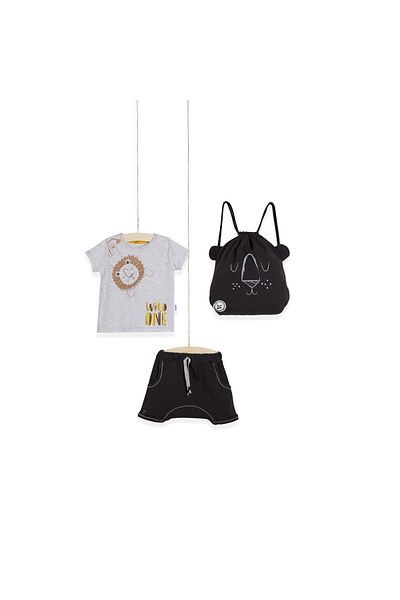 Wogi Wg-t0204 Boy's 3-Piece Suit with Bag Shorts T-Shirt Backpack Set